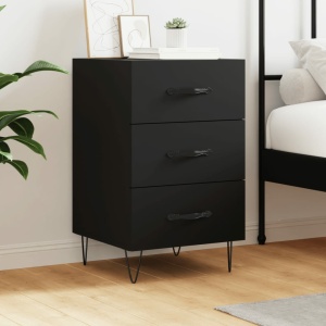 Mesita de noche madera de ingeniería negro 40x40x66 cm