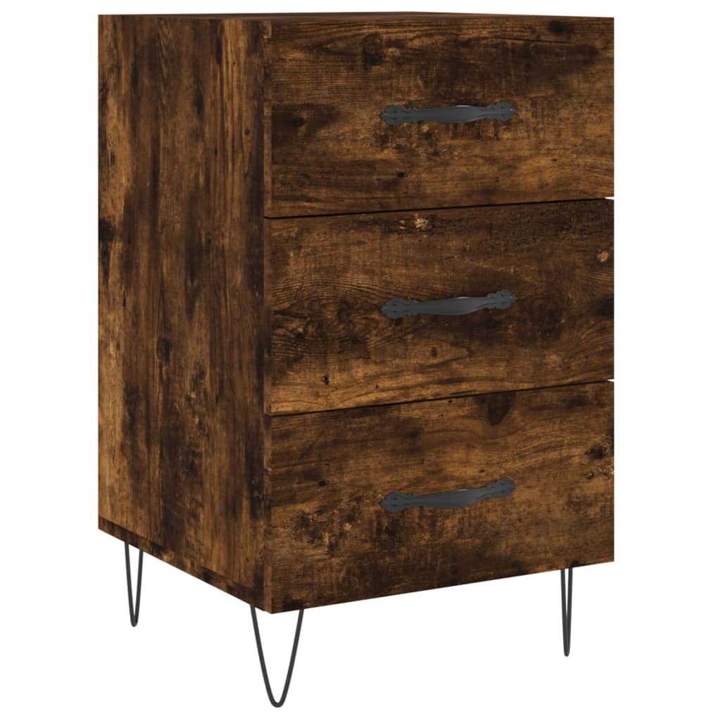 Mesita de noche madera de ingeniería roble ahumado 40x40x66 cm - Imagen 2