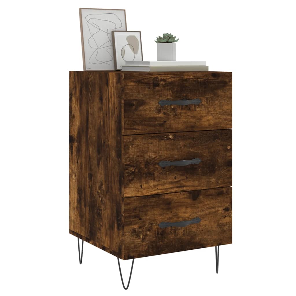 Mesita de noche madera de ingeniería roble ahumado 40x40x66 cm - Imagen 3