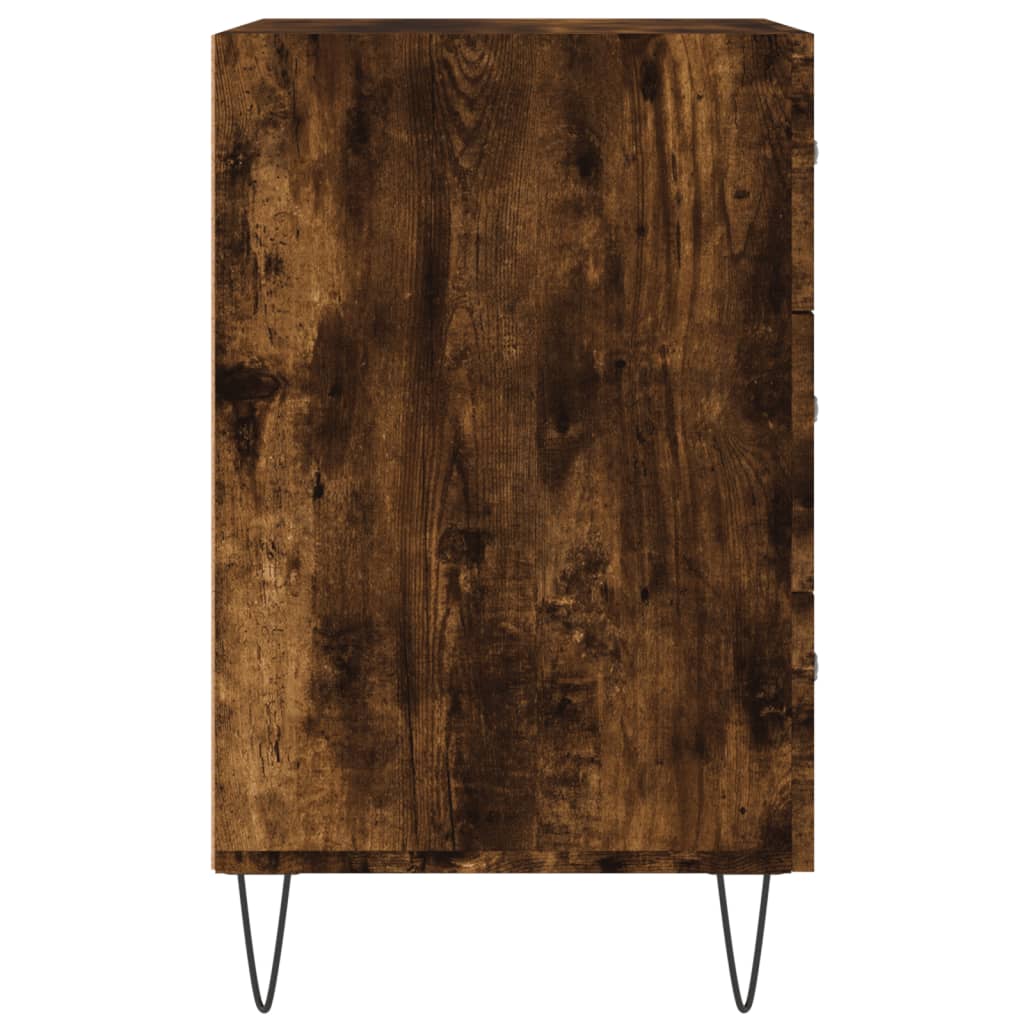 Mesita de noche madera de ingeniería roble ahumado 40x40x66 cm - Imagen 6