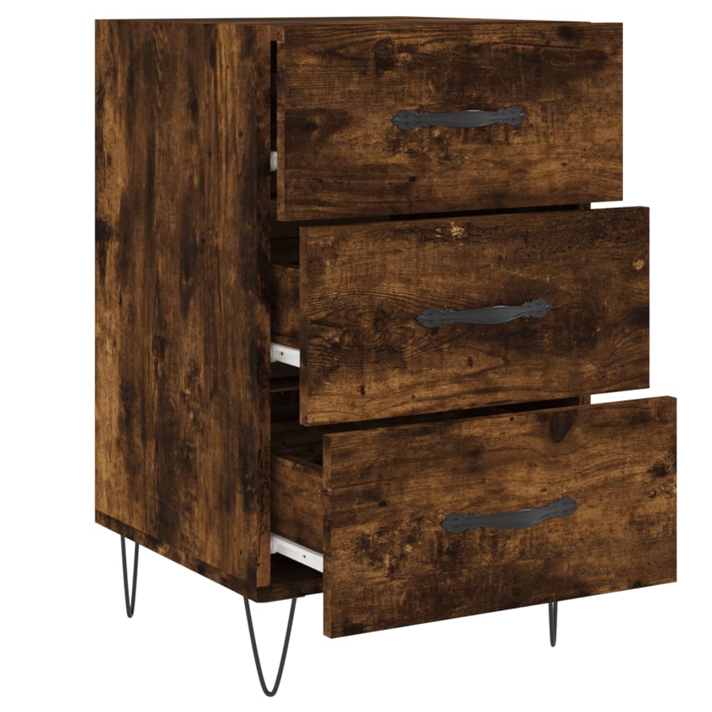 Mesita de noche madera de ingeniería roble ahumado 40x40x66 cm - Imagen 7