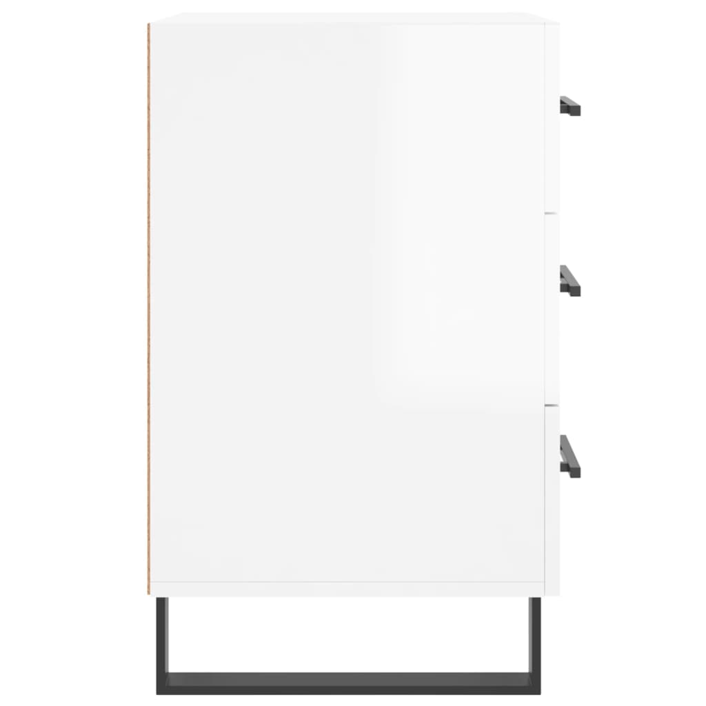 Mesita de noche madera de ingeniería blanco brillo 40x40x66 cm - Imagen 6