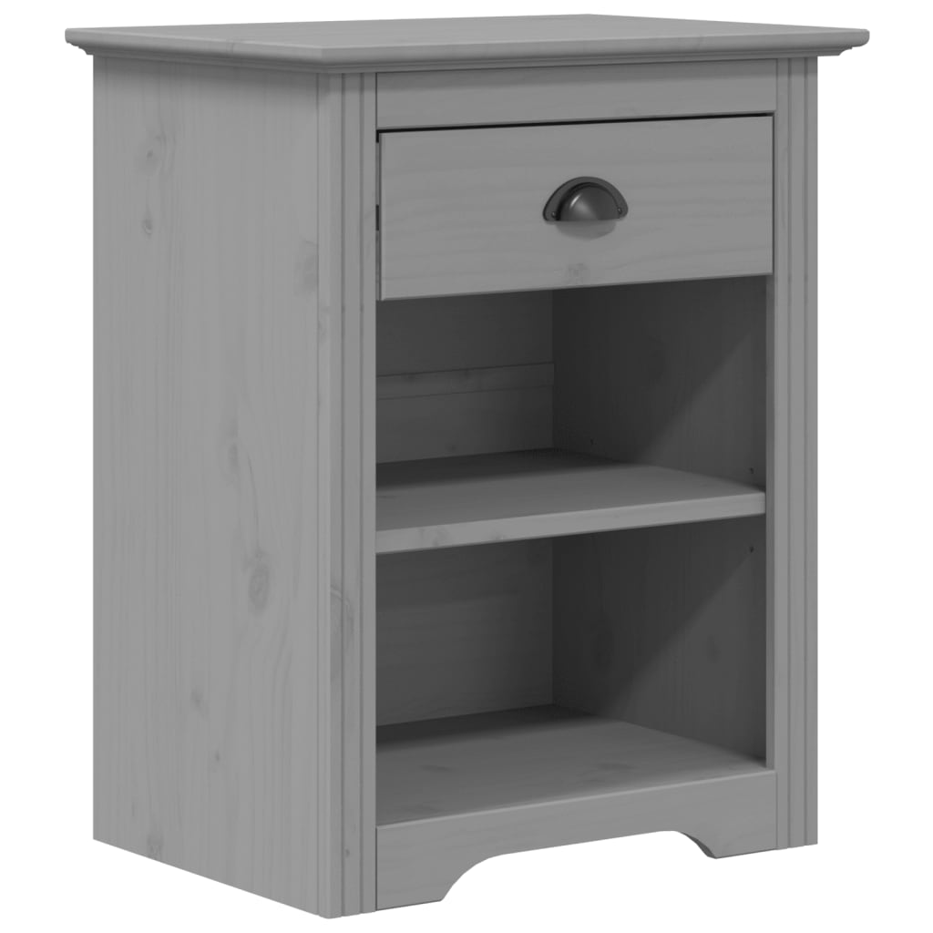 Mesita de noche BODO madera maciza de pino gris 53x38,5x67 cm - Imagen 2