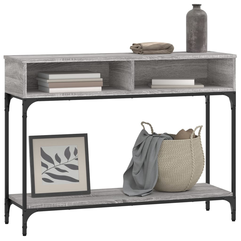 Mesa consola madera de ingeniería gris Sonoma 100x30,5x75 cm - Imagen 3