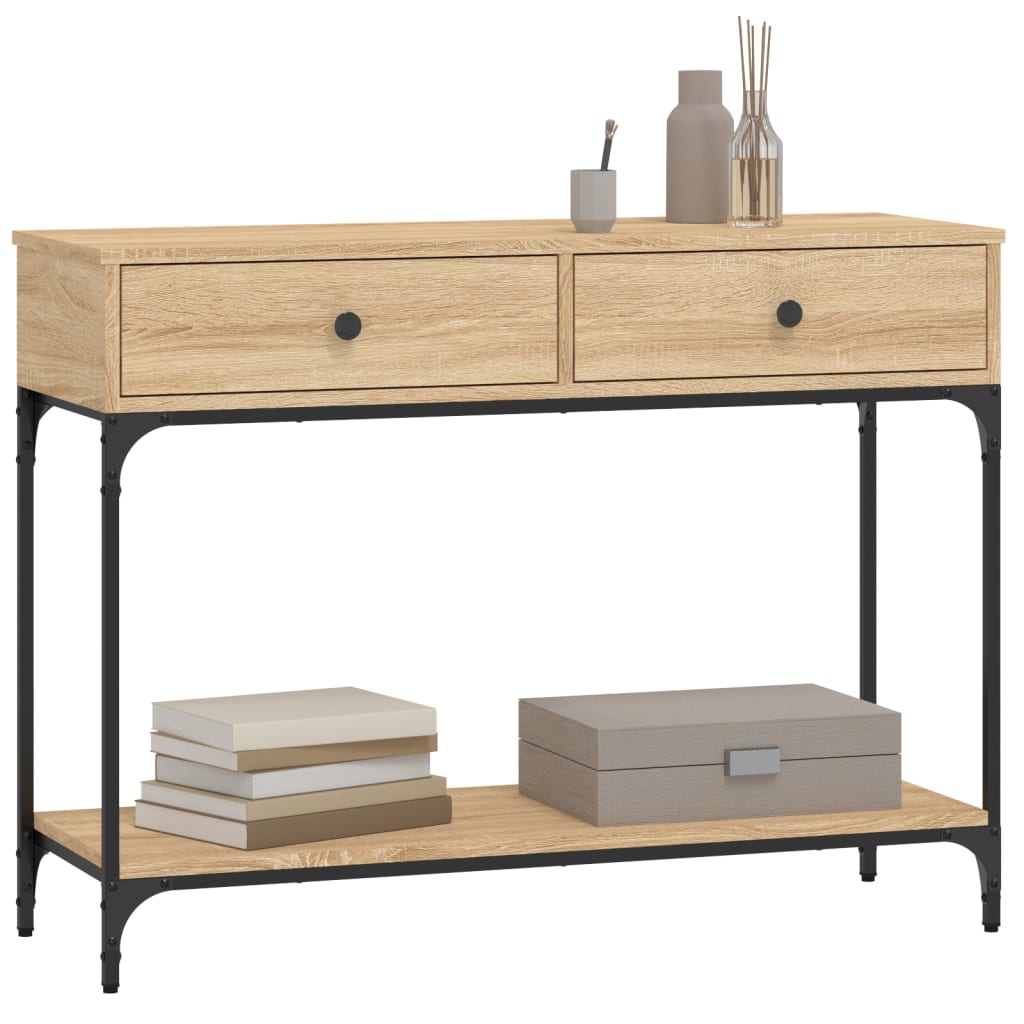 Mesa consola madera de ingeniería roble Sonoma 100x34,5x75 cm - Imagen 3