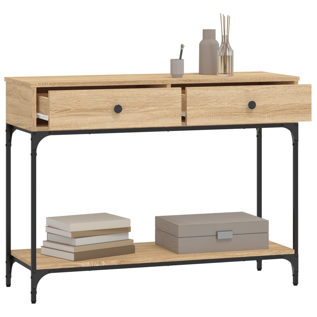 Mesa consola madera de ingeniería roble Sonoma 100x34,5x75 cm - Imagen 4