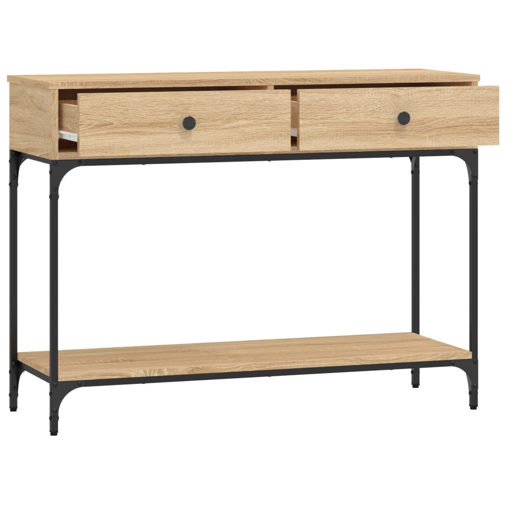 Mesa consola madera de ingeniería roble Sonoma 100x34,5x75 cm - Imagen 8