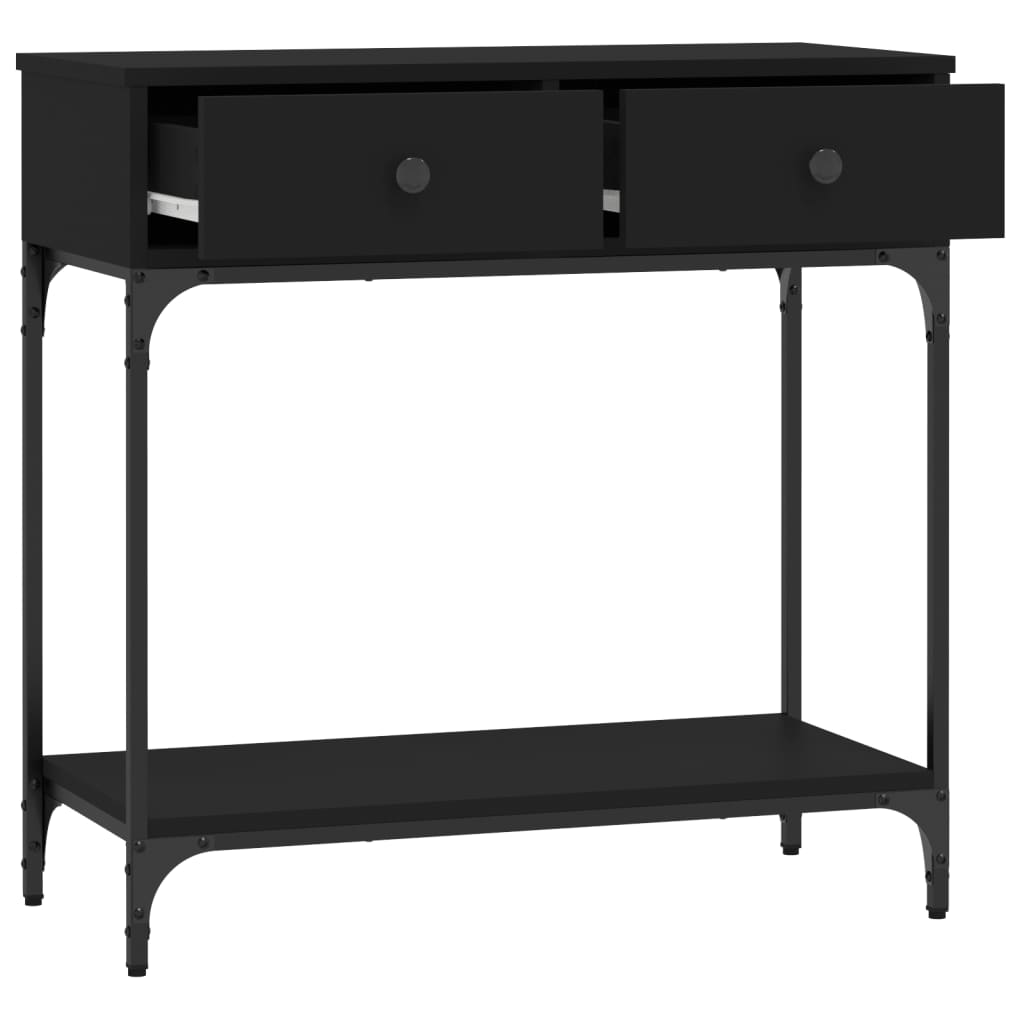Mesa consola madera de ingeniería negro 75x34,5x75 cm - Imagen 8