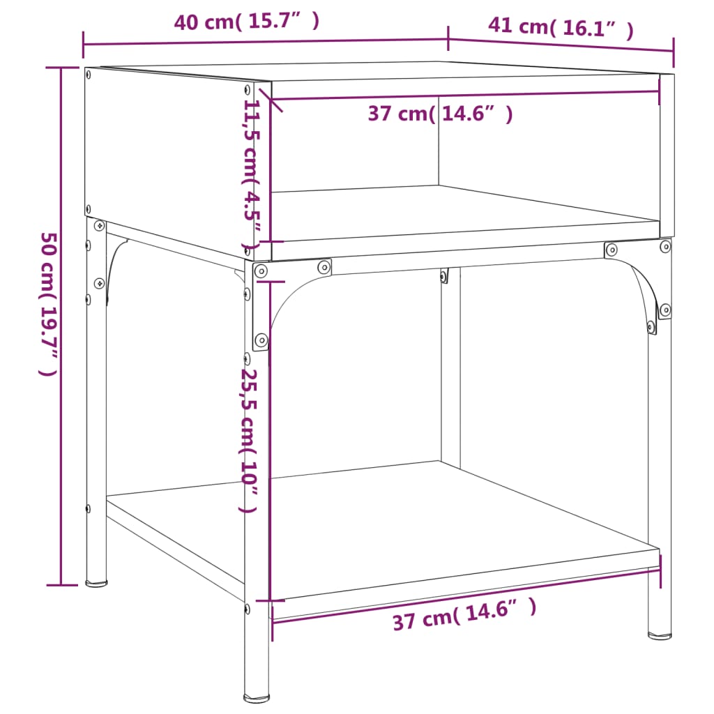 Mesita de noche madera de ingeniería gris Sonoma 40x41x50 cm - Imagen 9