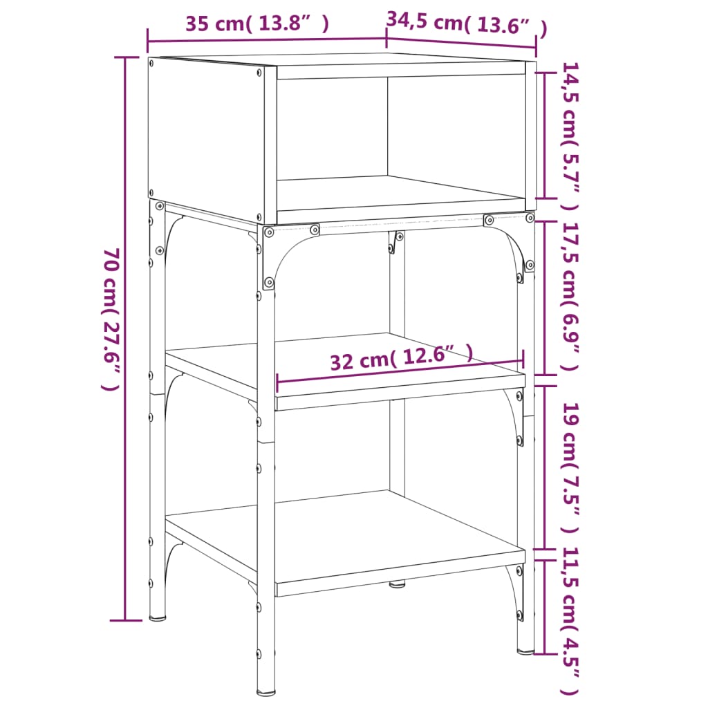 Mesita de noche madera de ingeniería roble Sonoma 35x34,5x70 cm - Imagen 9