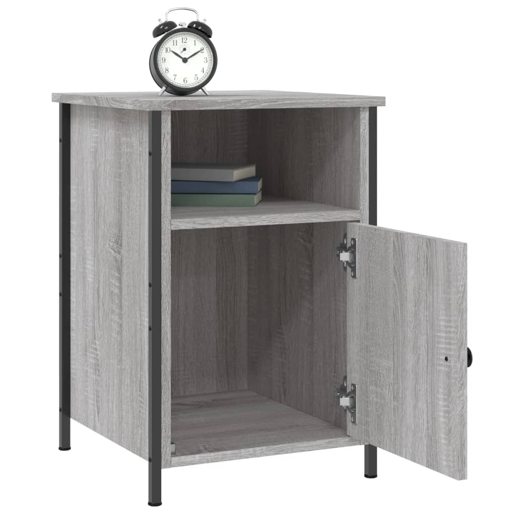 Mesita de noche madera contrachapada gris Sonoma 40x42x60 cm - Imagen 4
