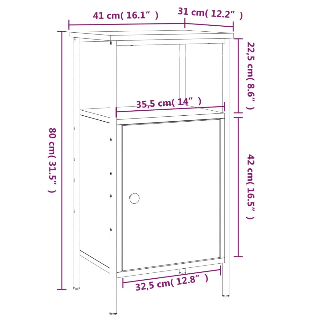 Mesita de noche madera de ingeniería roble Sonoma 41x31x80 cm - Imagen 12
