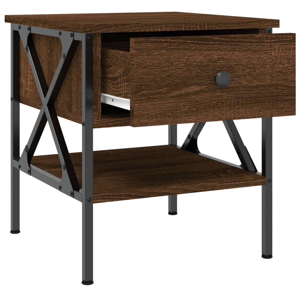 Mesita de noche madera de ingeniería marrón roble 40x42x45 cm - Imagen 6
