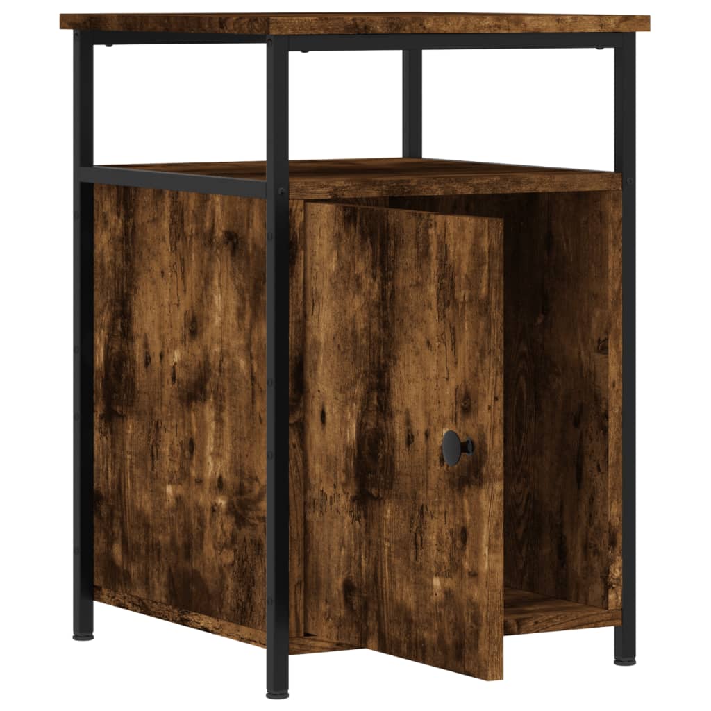 Mesita de noche madera contrachapada roble ahumado 40x42x60 cm - Imagen 5