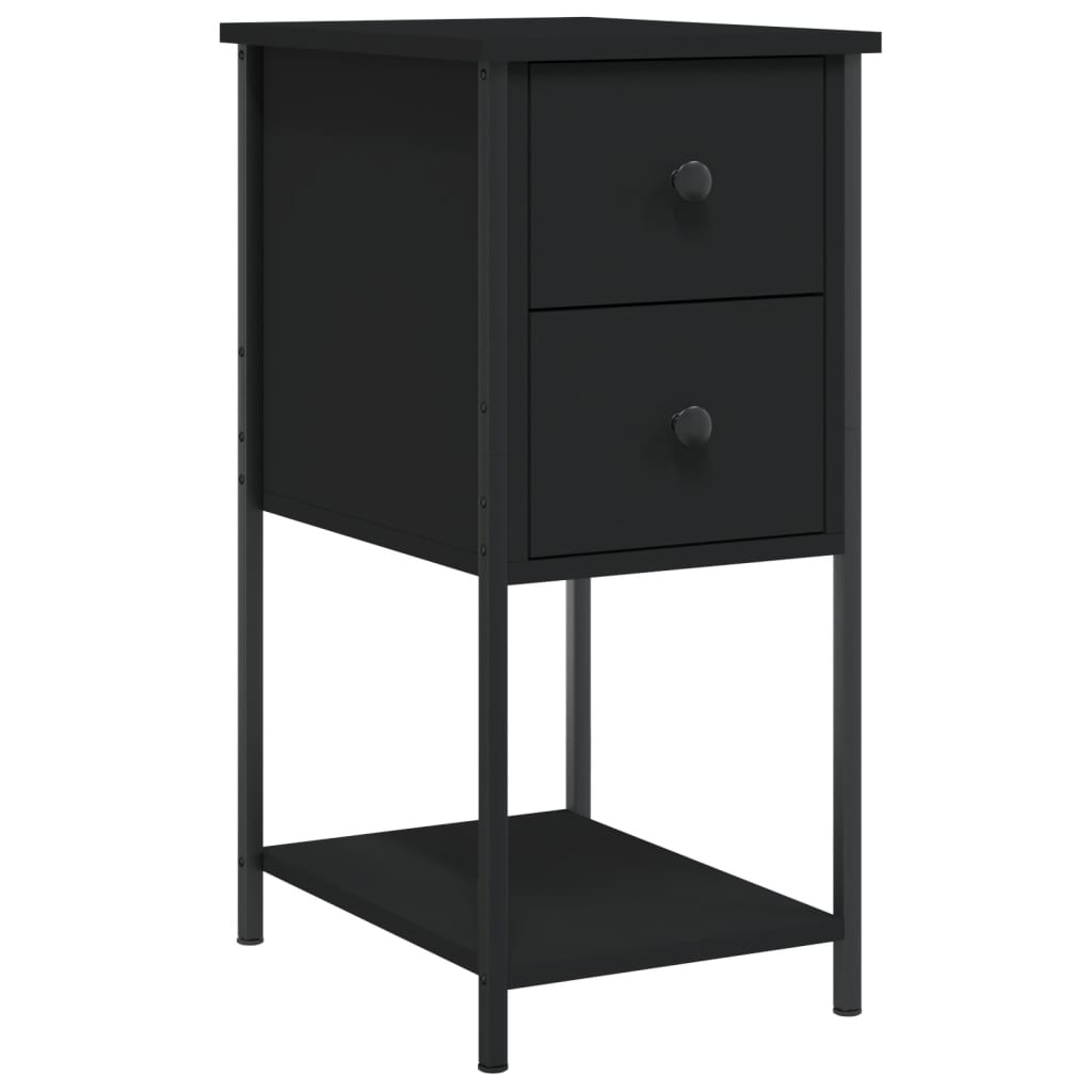 Mesita de noche madera de ingeniería negro 32x42x70 cm - Imagen 2
