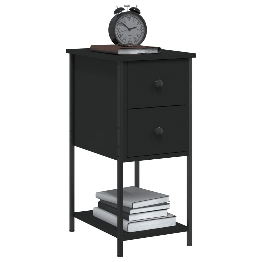 Mesita de noche madera de ingeniería negro 32x42x70 cm - Imagen 3