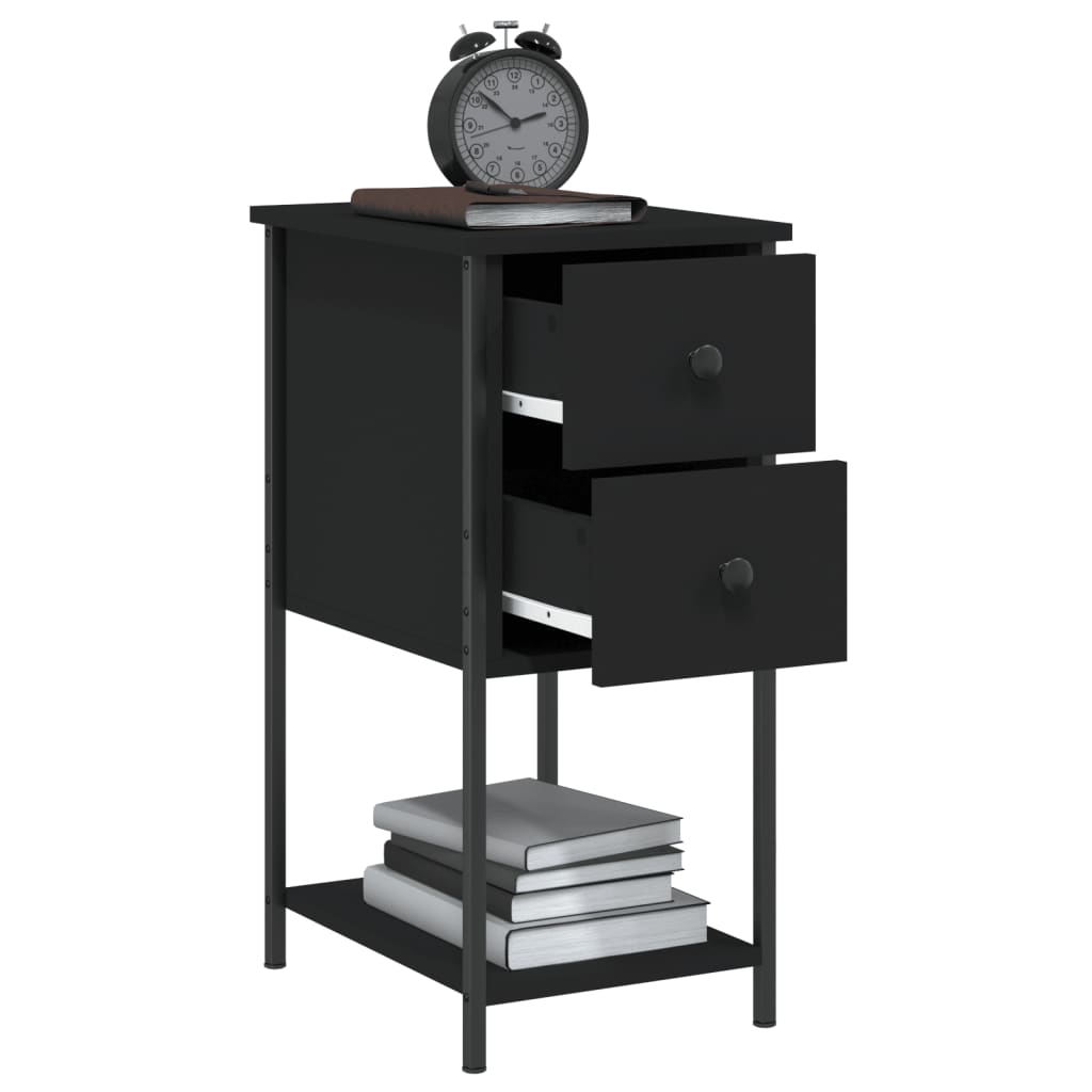 Mesita de noche madera de ingeniería negro 32x42x70 cm - Imagen 4