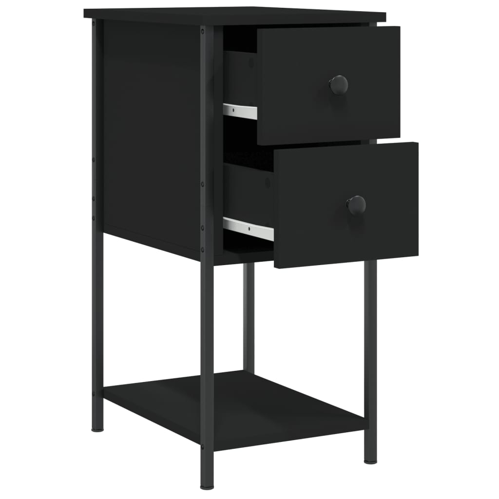 Mesita de noche madera de ingeniería negro 32x42x70 cm - Imagen 5