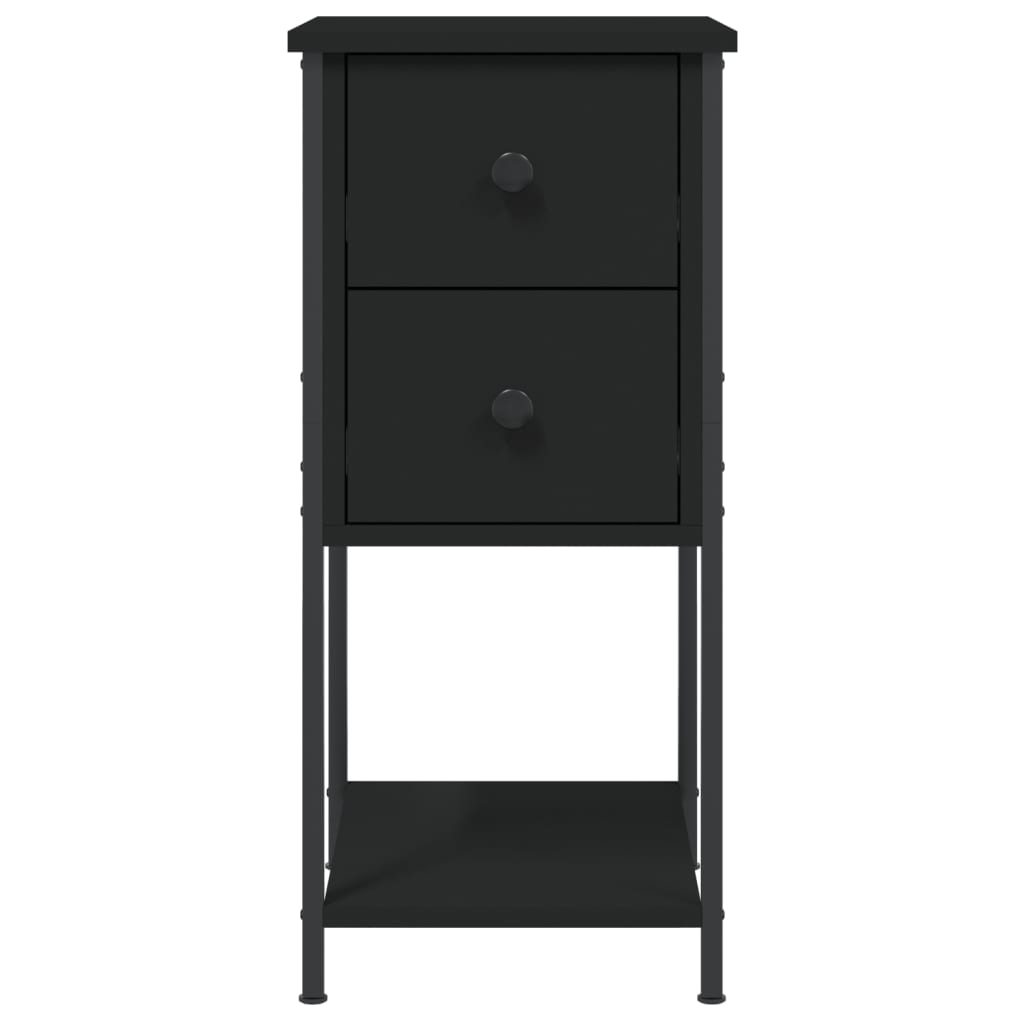 Mesita de noche madera de ingeniería negro 32x42x70 cm - Imagen 6