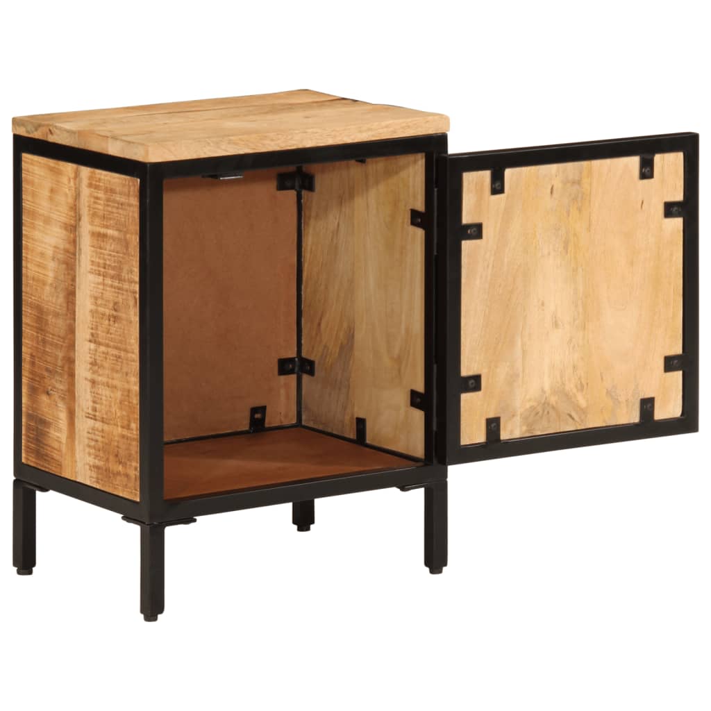 Mesita de noche de madera maciza de mango rugosa 40x30x52,5 cm - Imagen 2