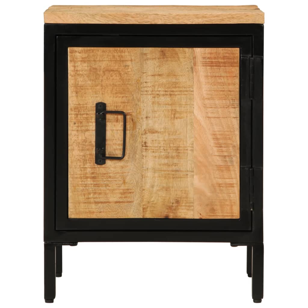 Mesita de noche de madera maciza de mango rugosa 40x30x52,5 cm - Imagen 3