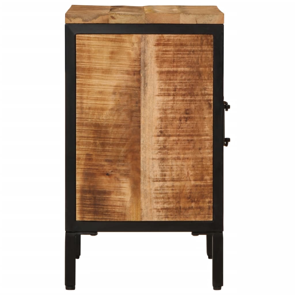 Mesita de noche de madera maciza de mango rugosa 40x30x52,5 cm - Imagen 4