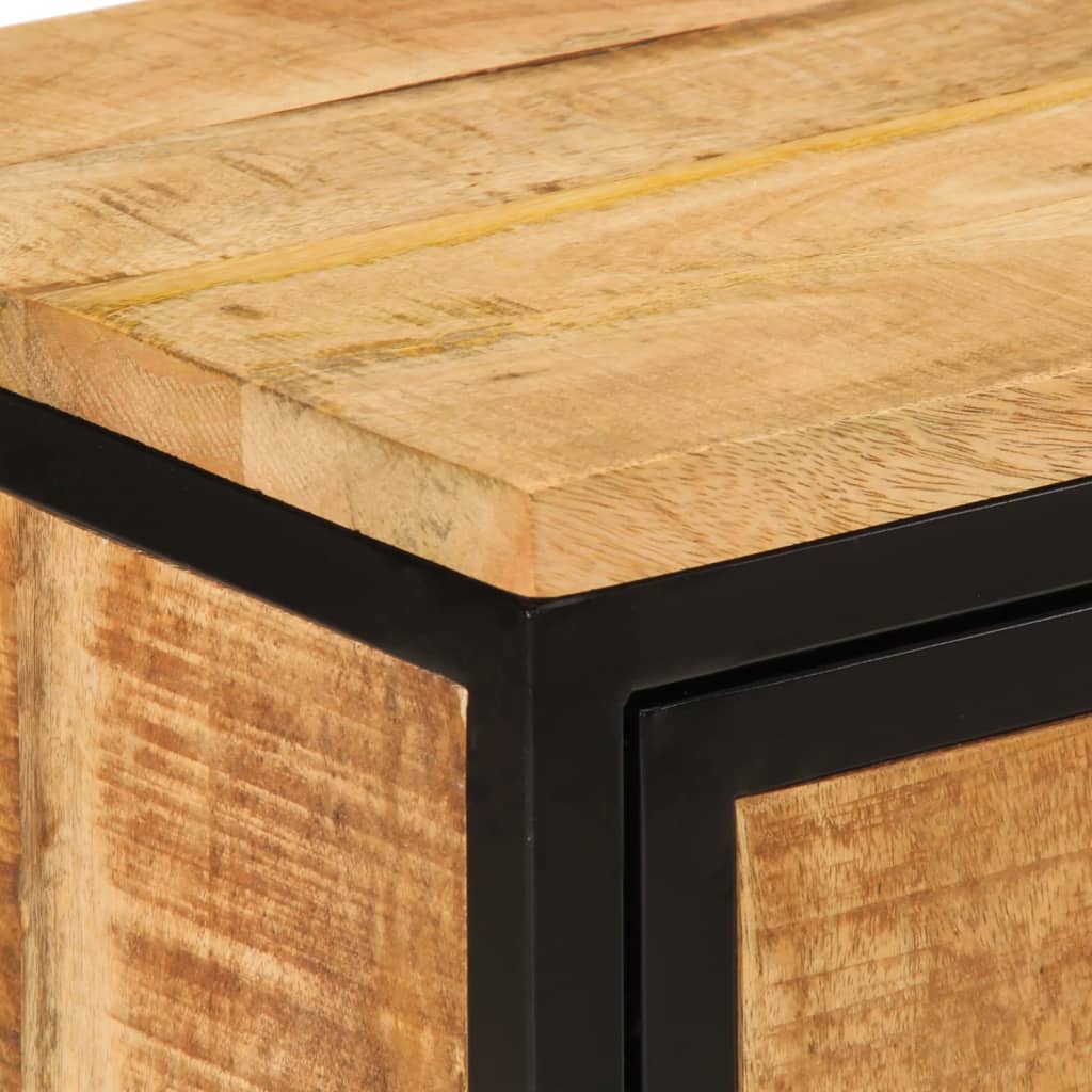 Mesita de noche de madera maciza de mango rugosa 40x30x52,5 cm - Imagen 6