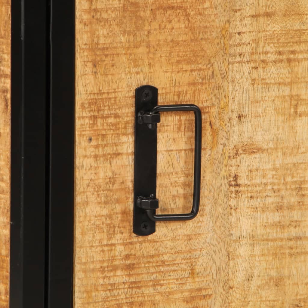 Mesita de noche de madera maciza de mango rugosa 40x30x52,5 cm - Imagen 7