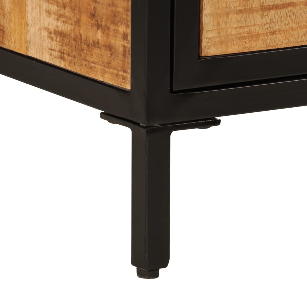 Mesita de noche de madera maciza de mango rugosa 40x30x52,5 cm - Imagen 8