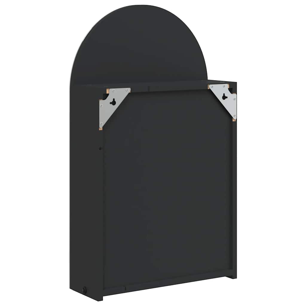 Mueble de baño con espejo arqueado y luz LED negro 42x13x70 cm - Imagen 8