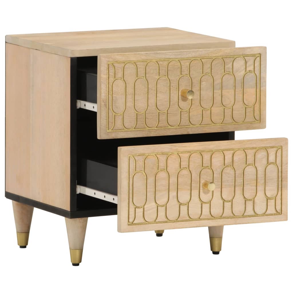 Mesita de noche de madera maciza de mango 40x33x46 cm - Imagen 2
