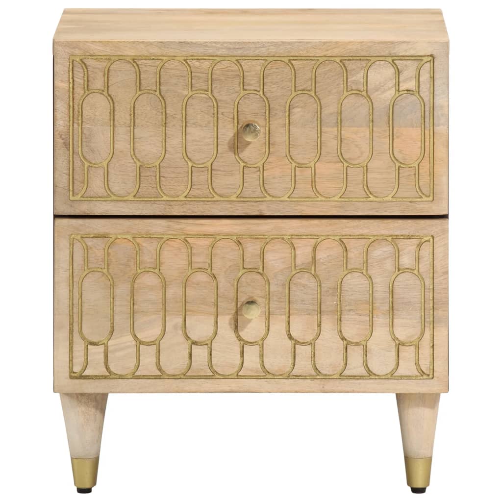 Mesita de noche de madera maciza de mango 40x33x46 cm - Imagen 3