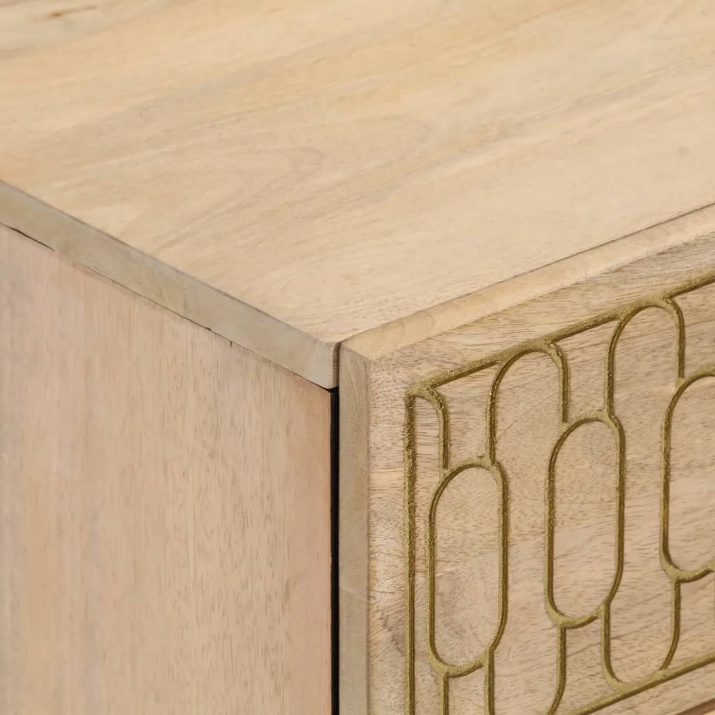 Mesita de noche de madera maciza de mango 40x33x46 cm - Imagen 6