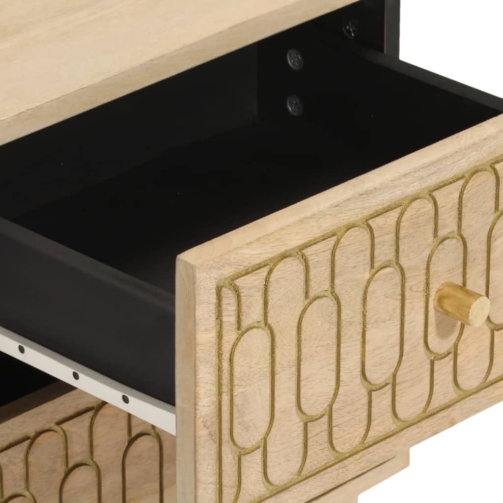 Mesita de noche de madera maciza de mango 40x33x46 cm - Imagen 7