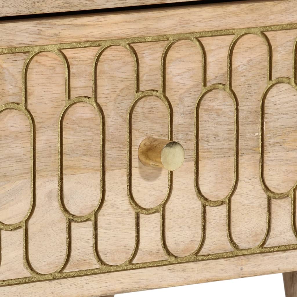 Mesita de noche de madera maciza de mango 40x33x46 cm - Imagen 9