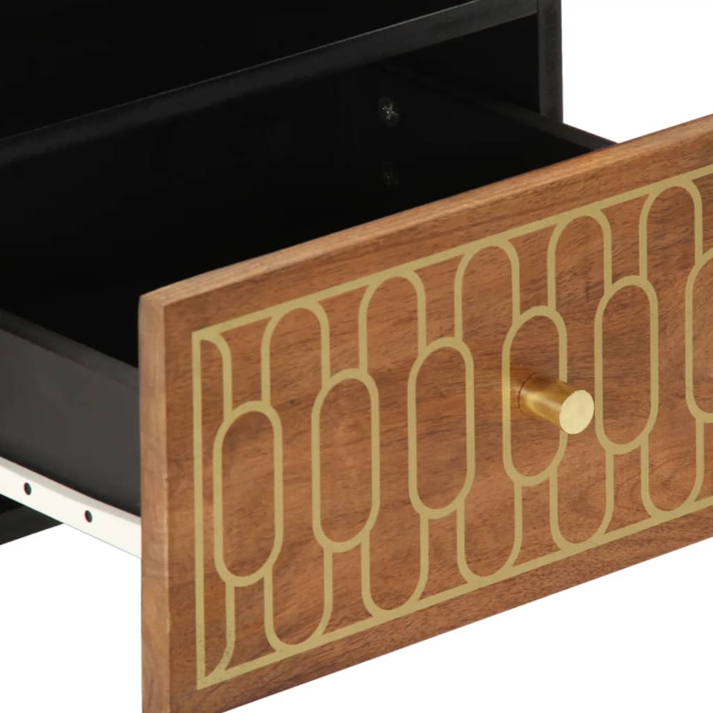 Mesita de noche de madera maciza de mango 40x33x46 cm - Imagen 8