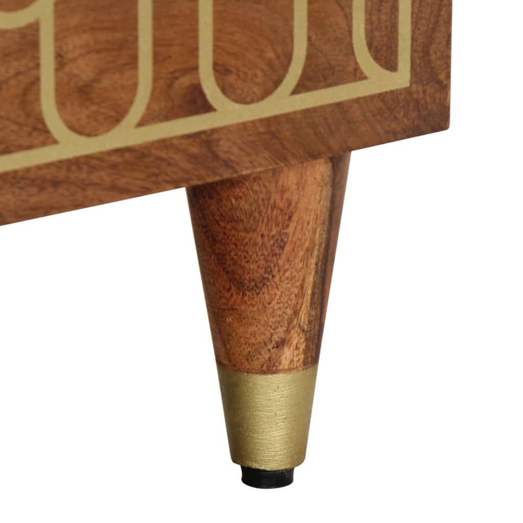 Mesita de noche de madera maciza de mango 40x33x46 cm - Imagen 9