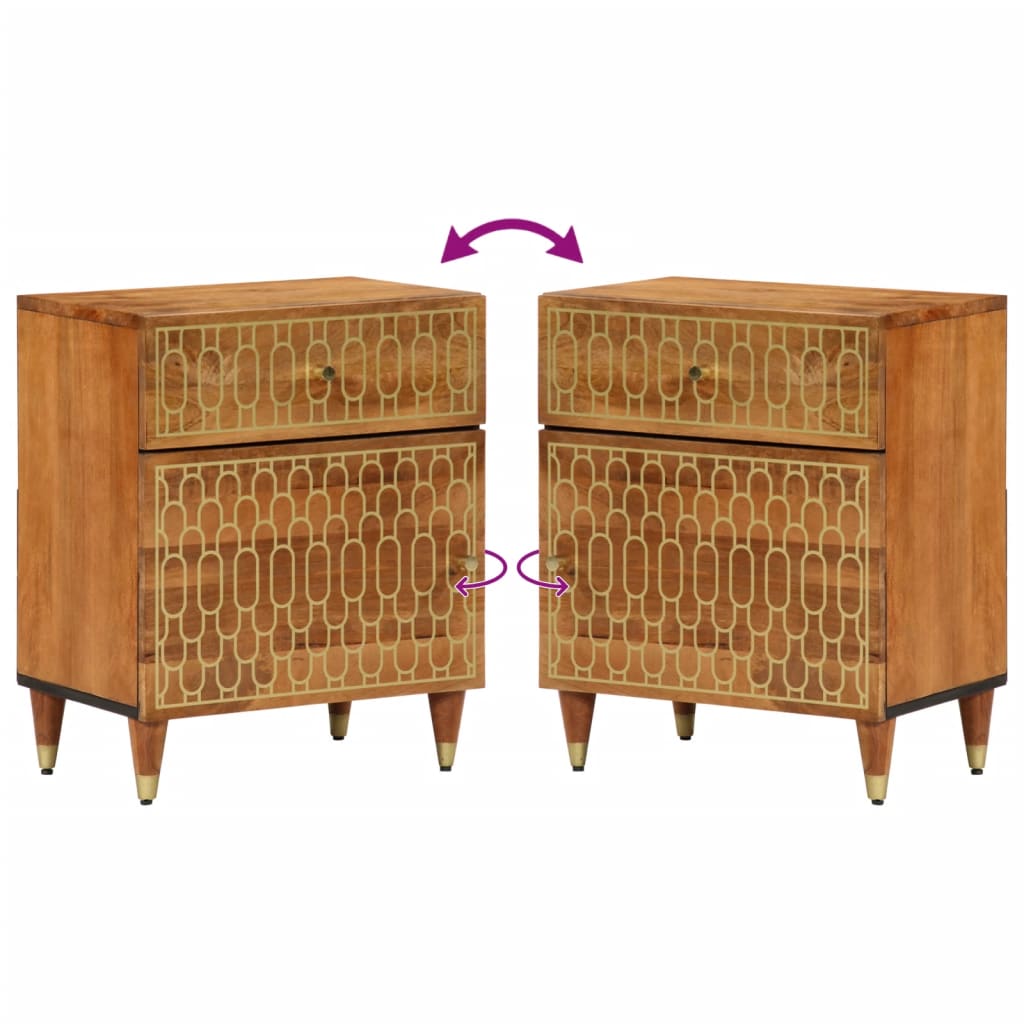 Mesita de noche madera maciza de mango 50x33x60 cm - Imagen 6