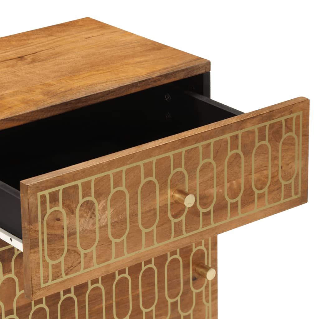 Mesita de noche madera maciza de mango 50x33x60 cm - Imagen 9