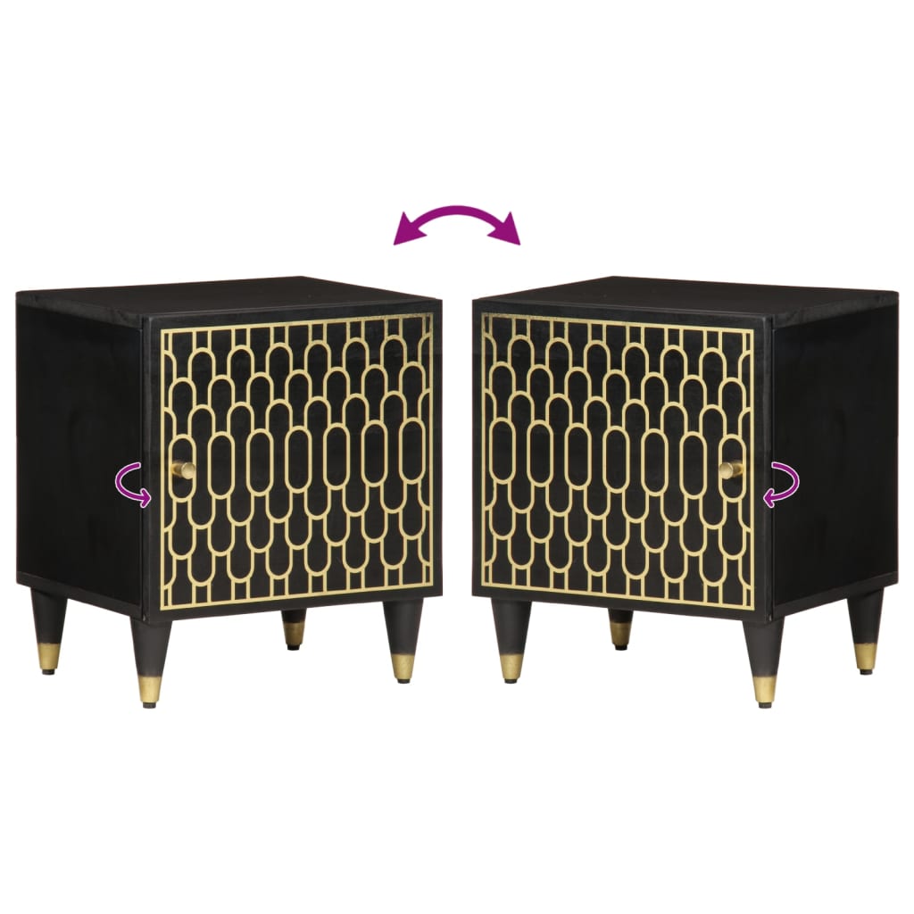 Mesita de noche de madera maciza de mango 40x33x46 cm - Imagen 6