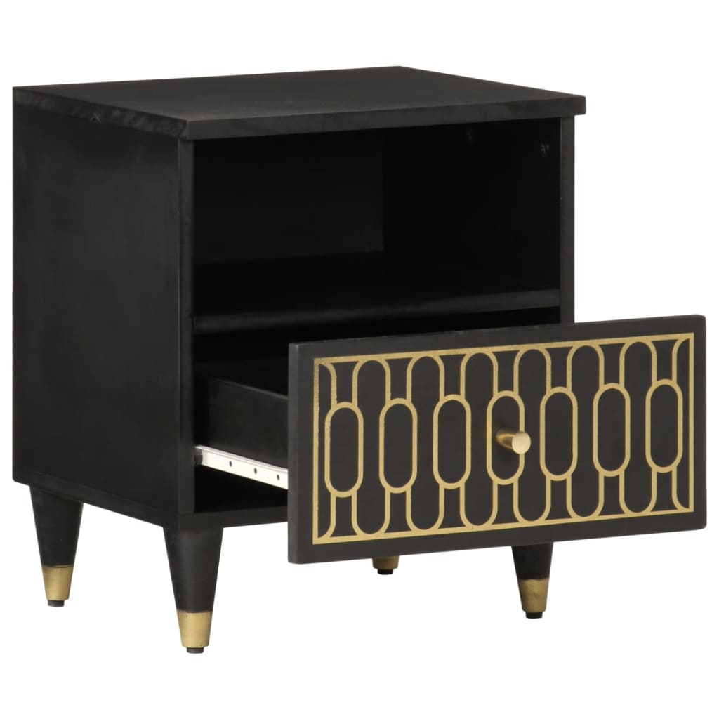 Mesita de noche de madera maciza de mango 40x33x46 cm - Imagen 2