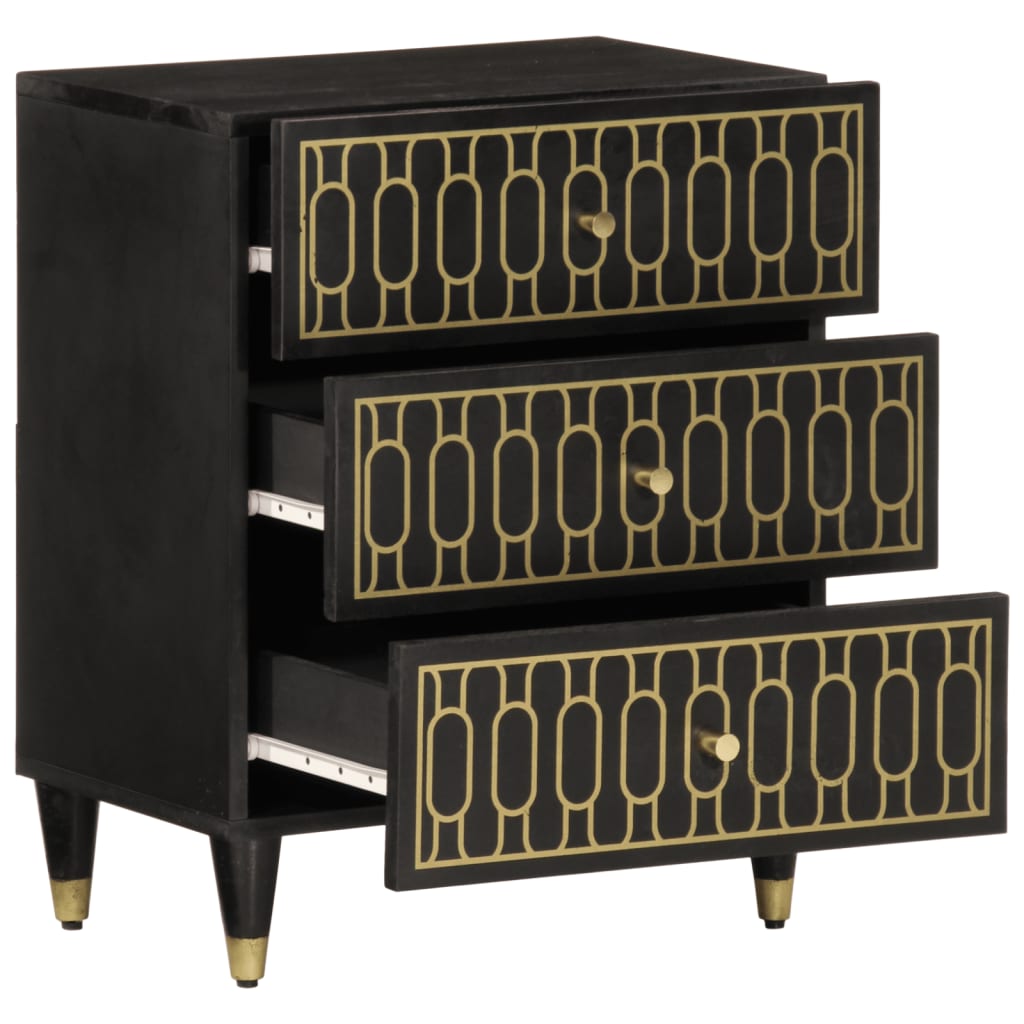 Mesita de noche madera maciza de mango 50x33x60 cm - Imagen 2