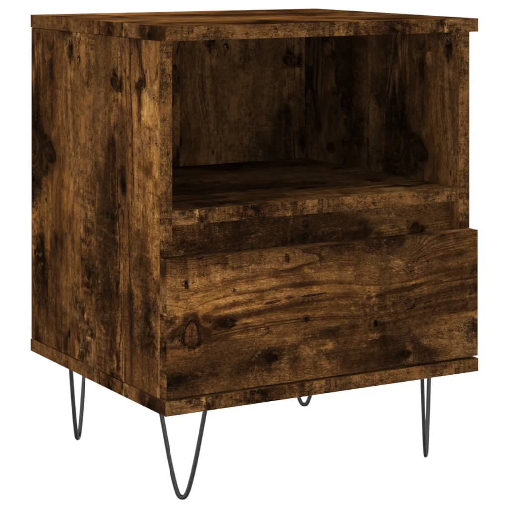 Mesita de noche madera de ingeniería roble ahumado 40x35x50 cm - Imagen 2
