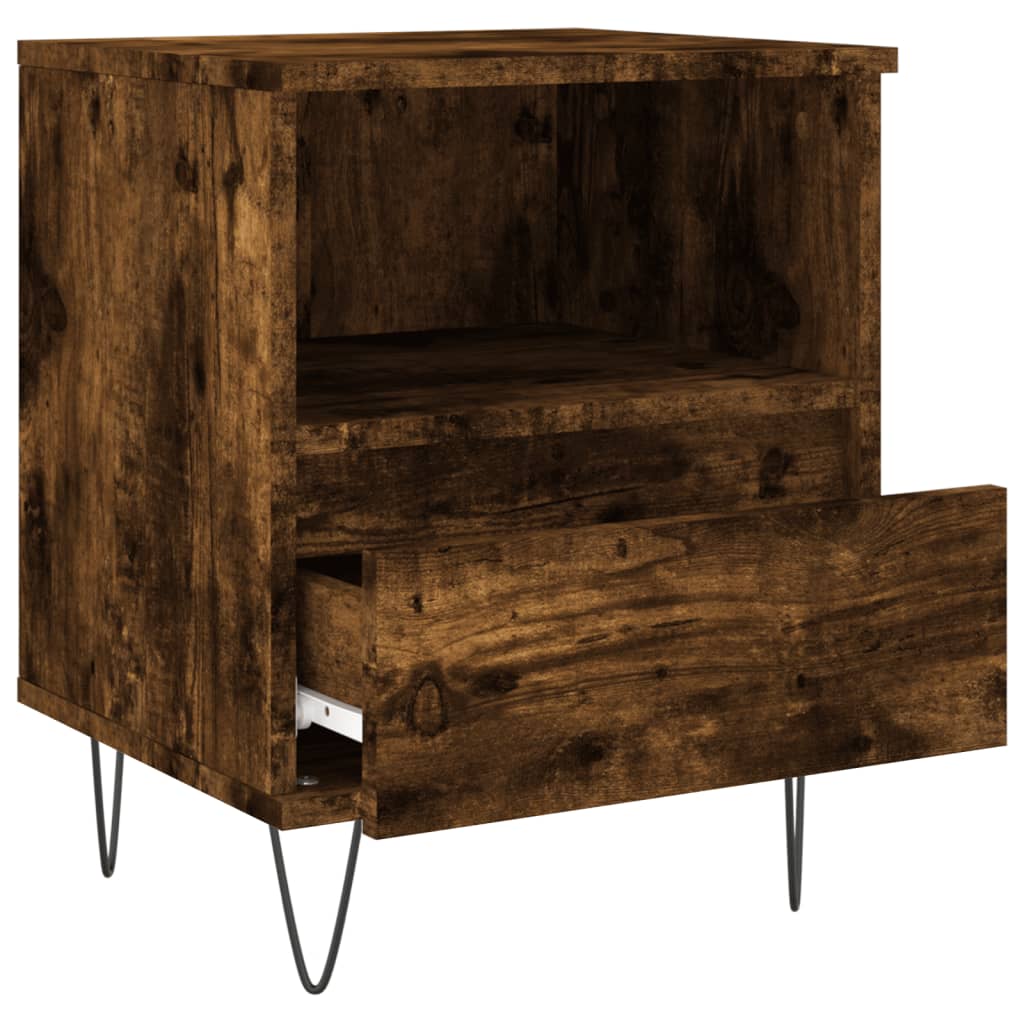 Mesita de noche madera de ingeniería roble ahumado 40x35x50 cm - Imagen 5