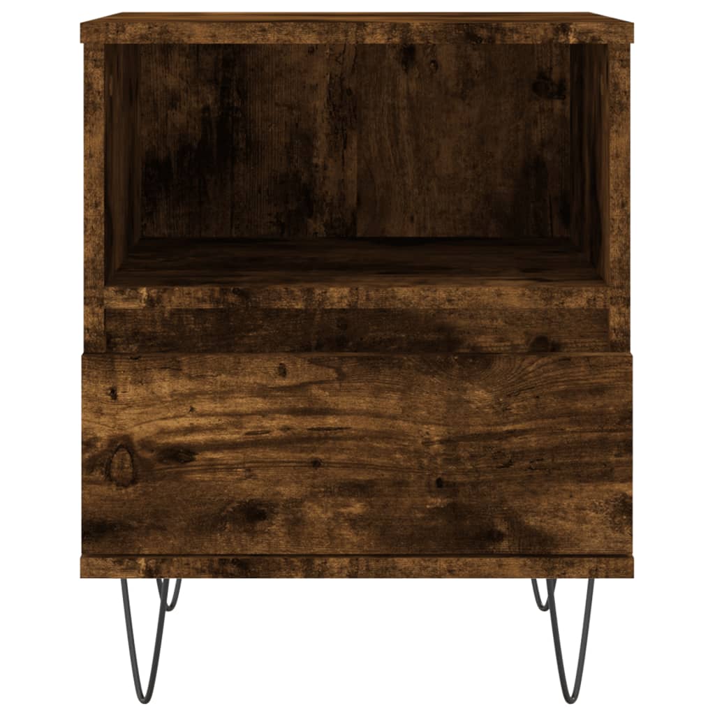 Mesita de noche madera de ingeniería roble ahumado 40x35x50 cm - Imagen 6
