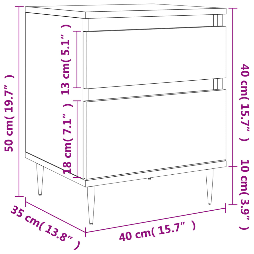 Mesita de noche madera de ingeniería gris Sonoma 40x35x50 cm - Imagen 12