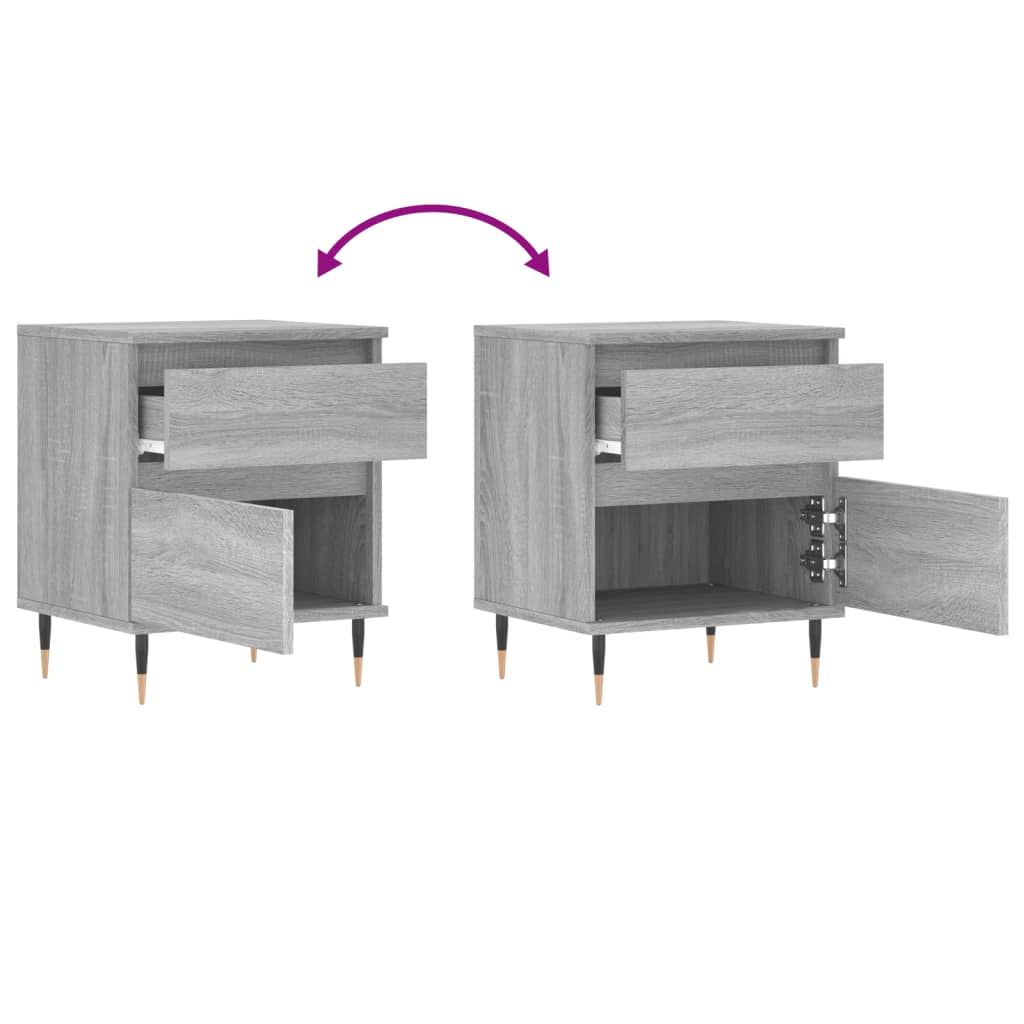 Mesita de noche madera de ingeniería gris Sonoma 40x35x50 cm - Imagen 9
