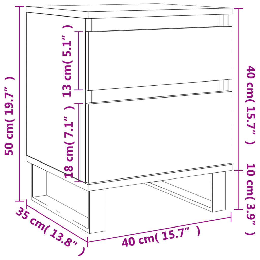 Mesita de noche madera de ingeniería marrón roble 40x35x50 cm - Imagen 12