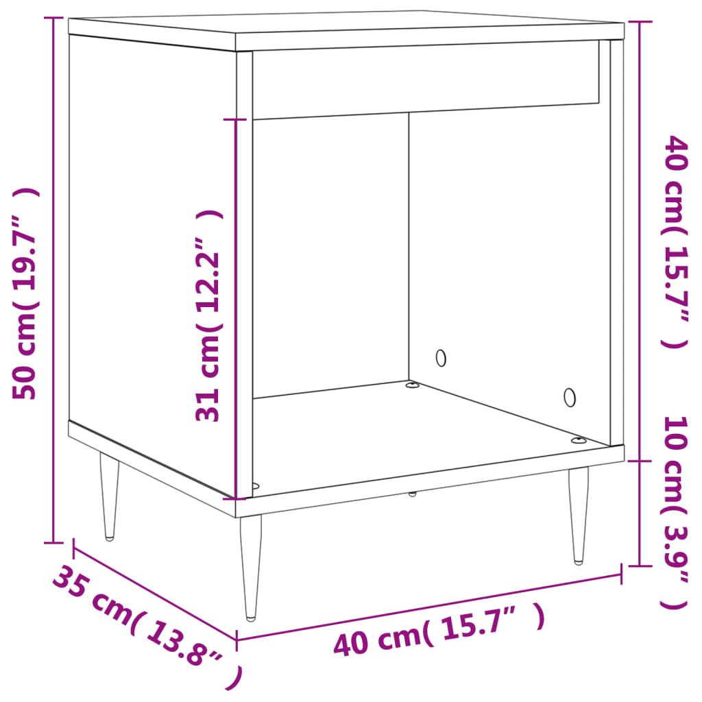Mesita de noche madera de ingeniería marrón roble 40x35x50 cm - Imagen 9
