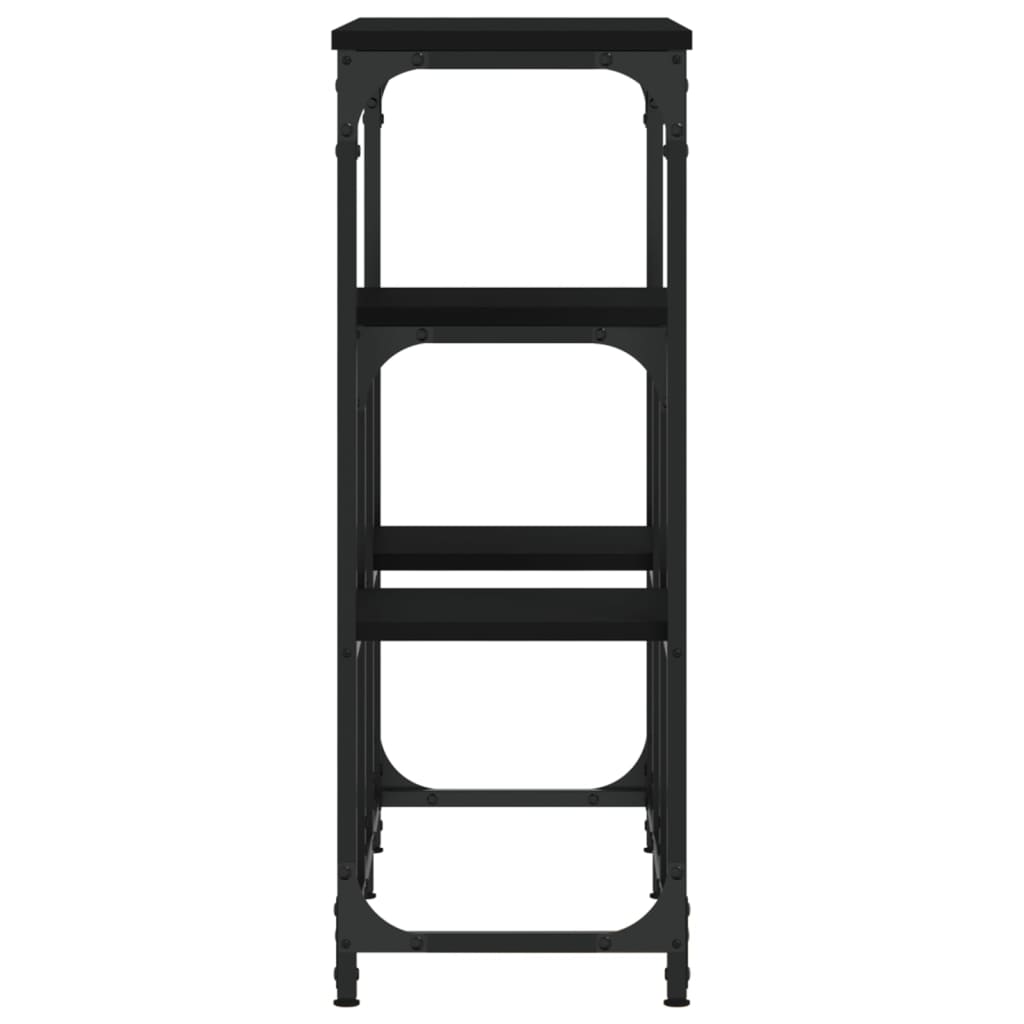 Mesa consola de madera de ingeniería negra 89,5x28x76 cm - Imagen 5